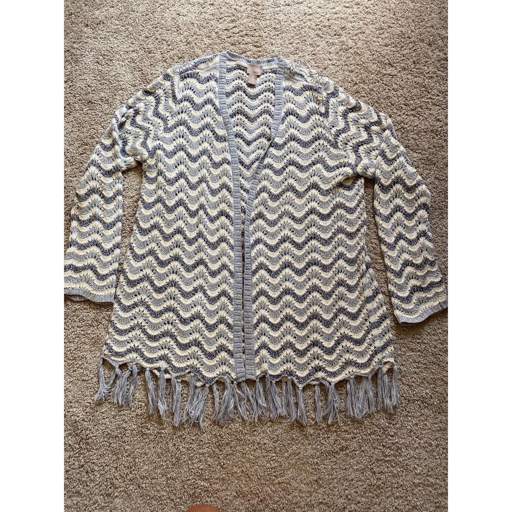 Chico's Cardigan Sweater Women 3 XL Open Knit Lightweight Knit Coastal sku8